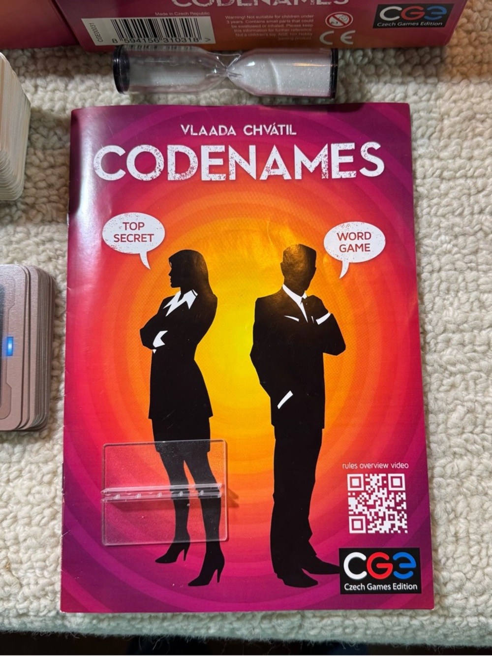 Codenames Board Game: open box, complete
